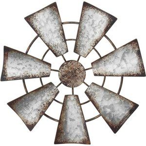 11.5" Small Farmhouse Windmill Wall Decor Rustic Iron Wall Hanging Decoration